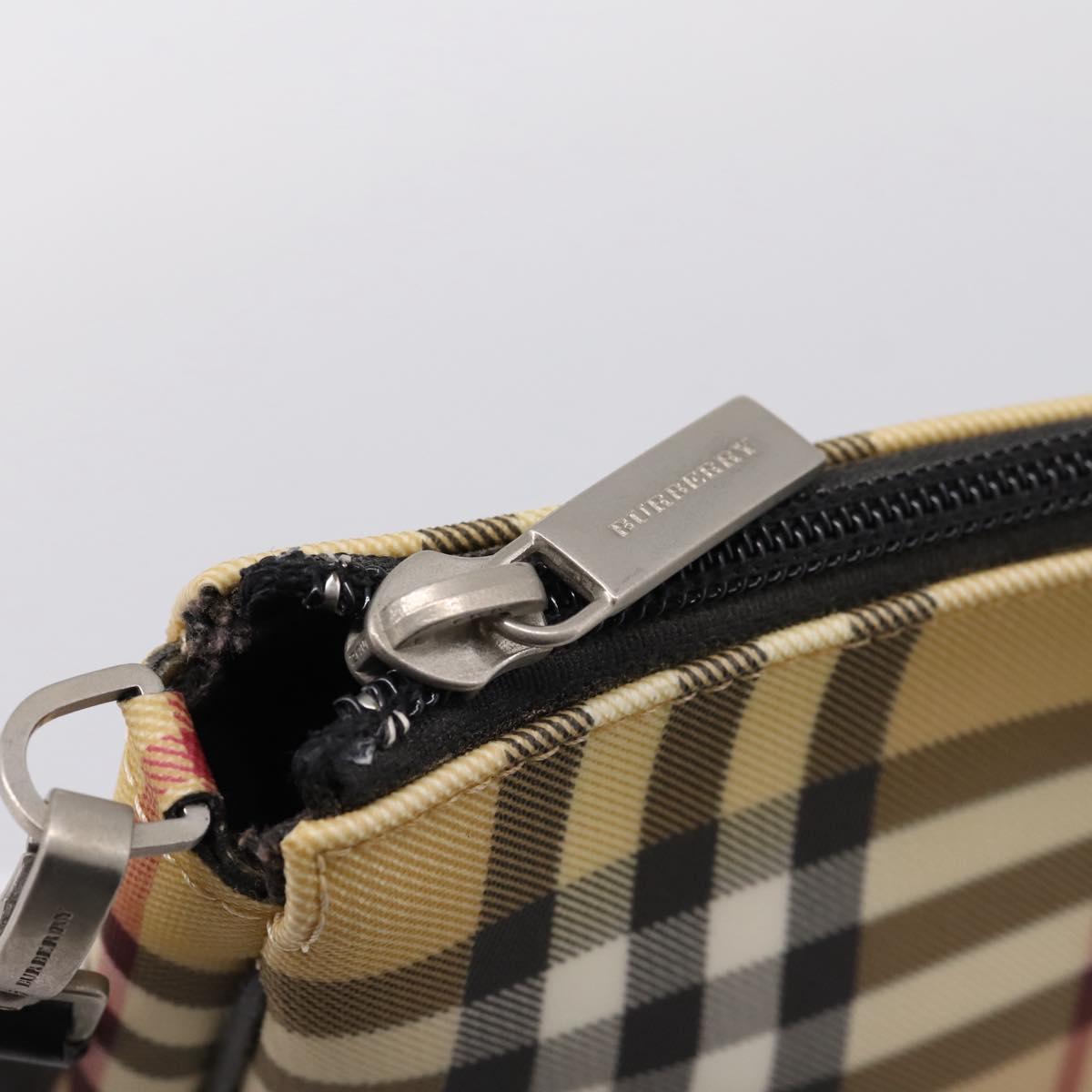 BURBERRY Nova Check Shoulder Bag PVC Leather Beige Silver Auth ka6746