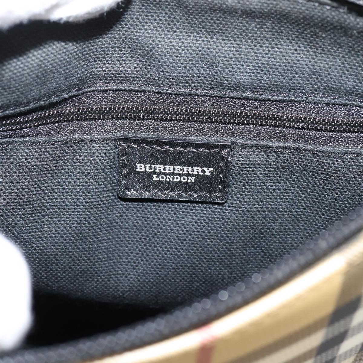 BURBERRY Nova Check Shoulder Bag PVC Leather Beige Silver Auth ka6746