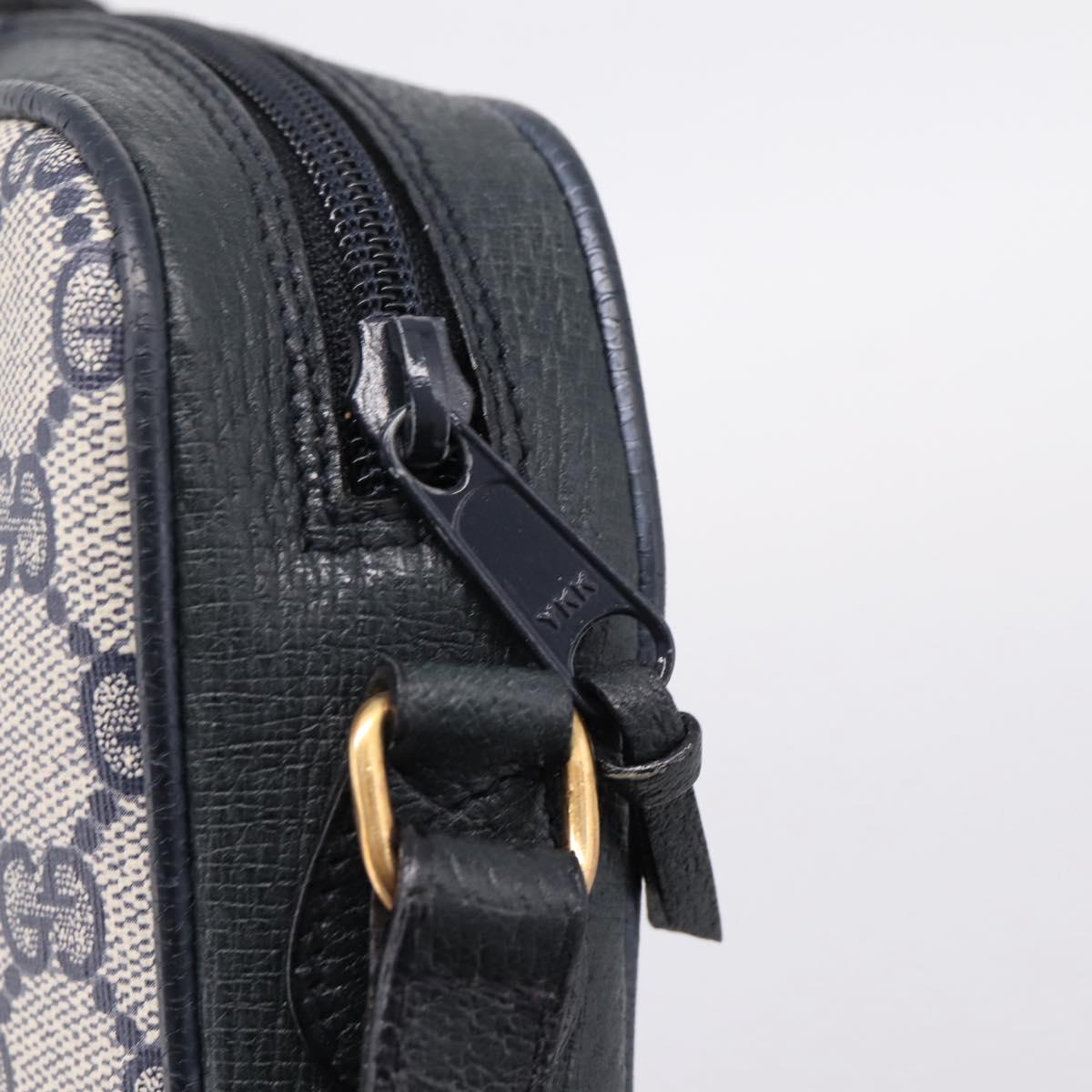 GUCCI GG Supreme Sherry Line Shoulder Bag PVC Navy Gold 89 02 055 Auth ka6748