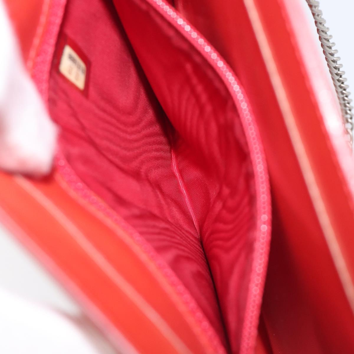 CHANEL Hologram Chain Shoulder Bag Vinyl Orange Silver CC Auth ka6749