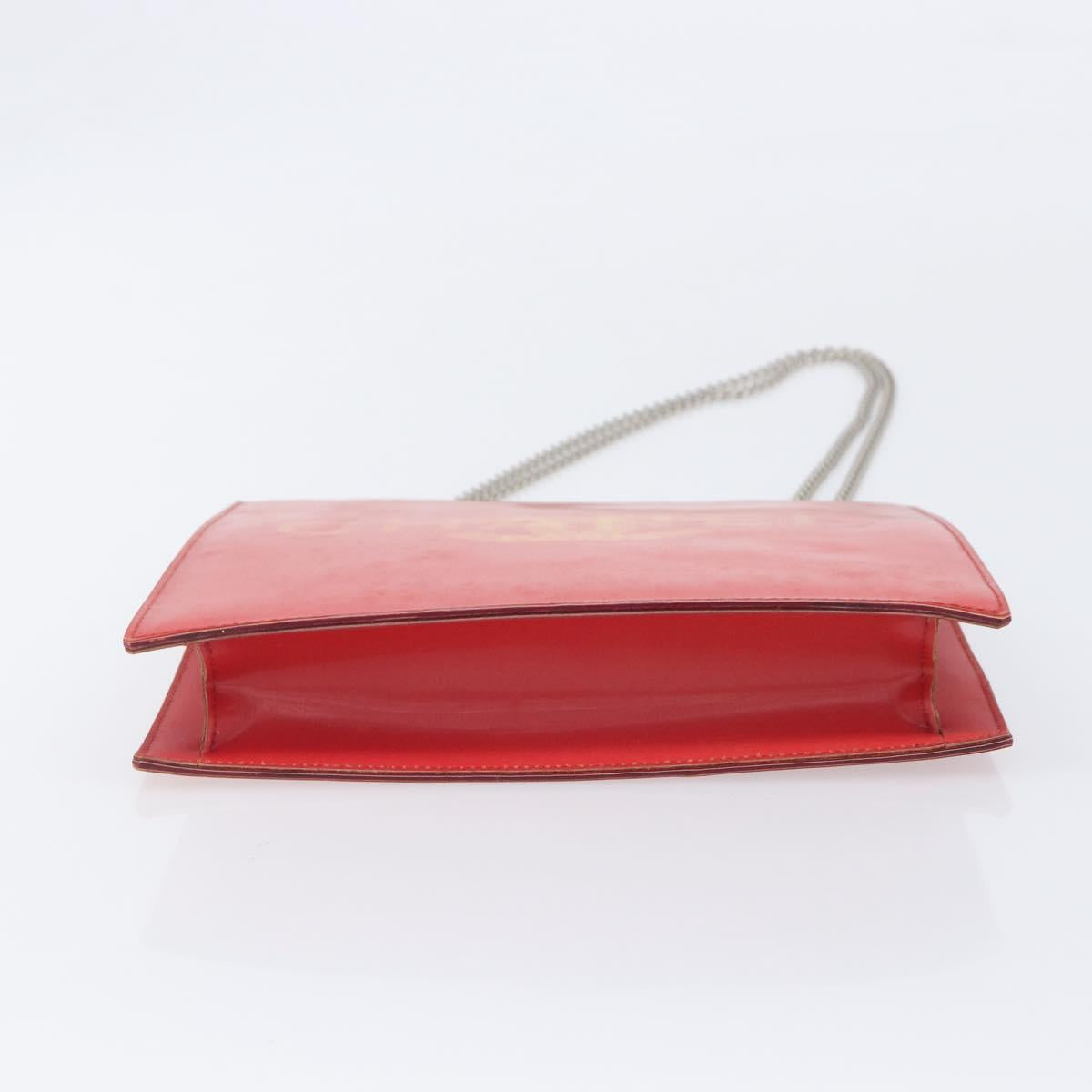 CHANEL Hologram Chain Shoulder Bag Vinyl Orange Silver CC Auth ka6749