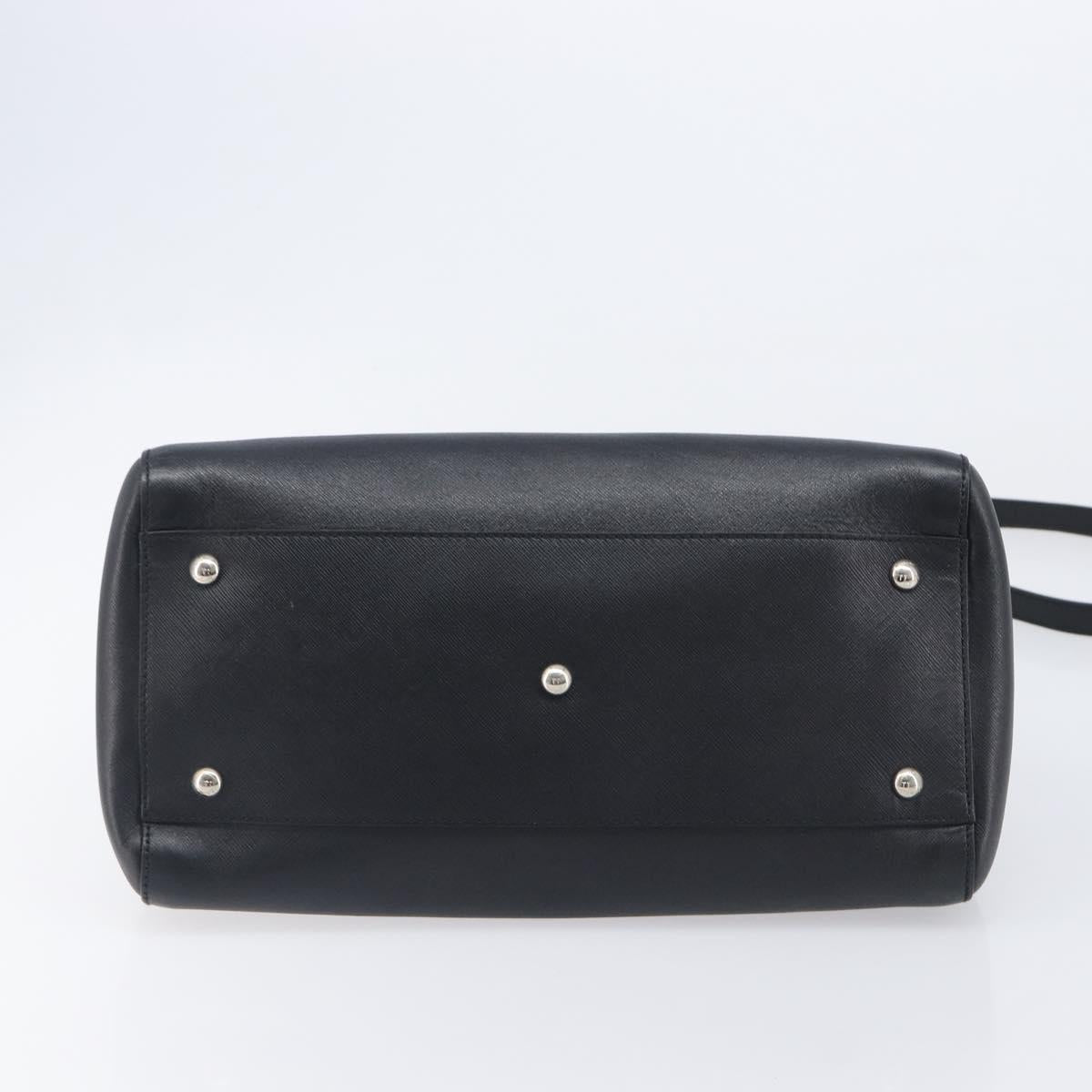 Salvatore Ferragamo Gancini Hand Bag Leather Black Silver Auth ka6755