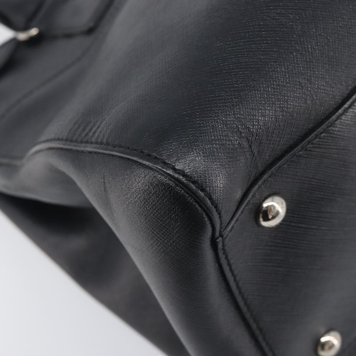 Salvatore Ferragamo Gancini Hand Bag Leather Black Silver Auth ka6755