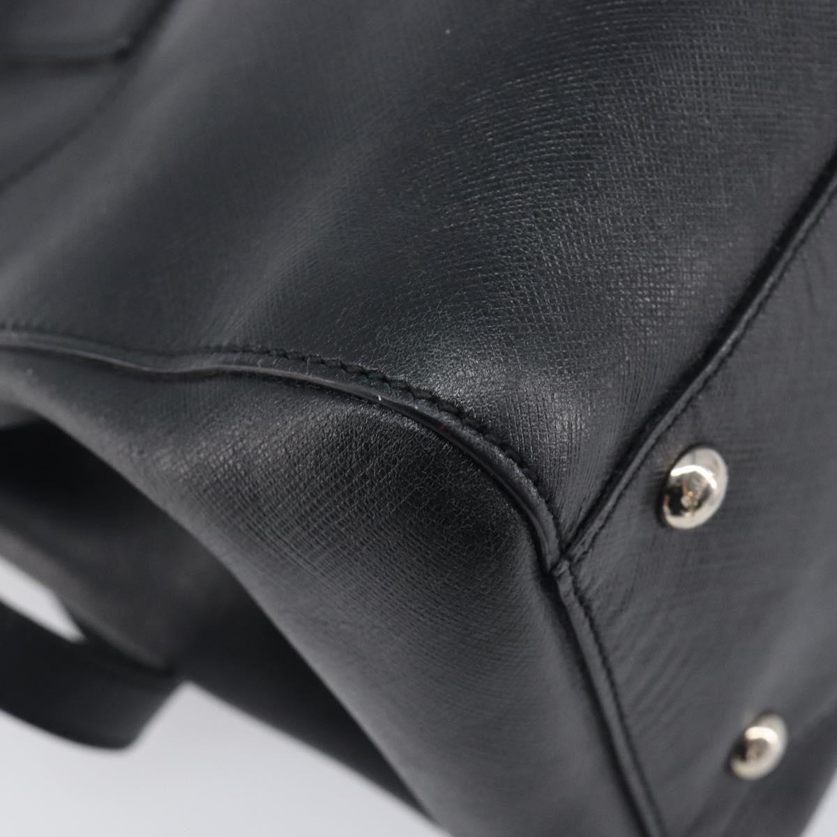 Salvatore Ferragamo Gancini Hand Bag Leather Black Silver Auth ka6755