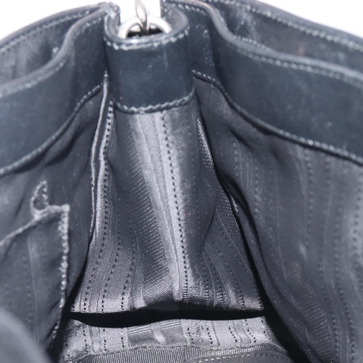 Salvatore Ferragamo Gancini Hand Bag Leather Black Silver Auth ka6755