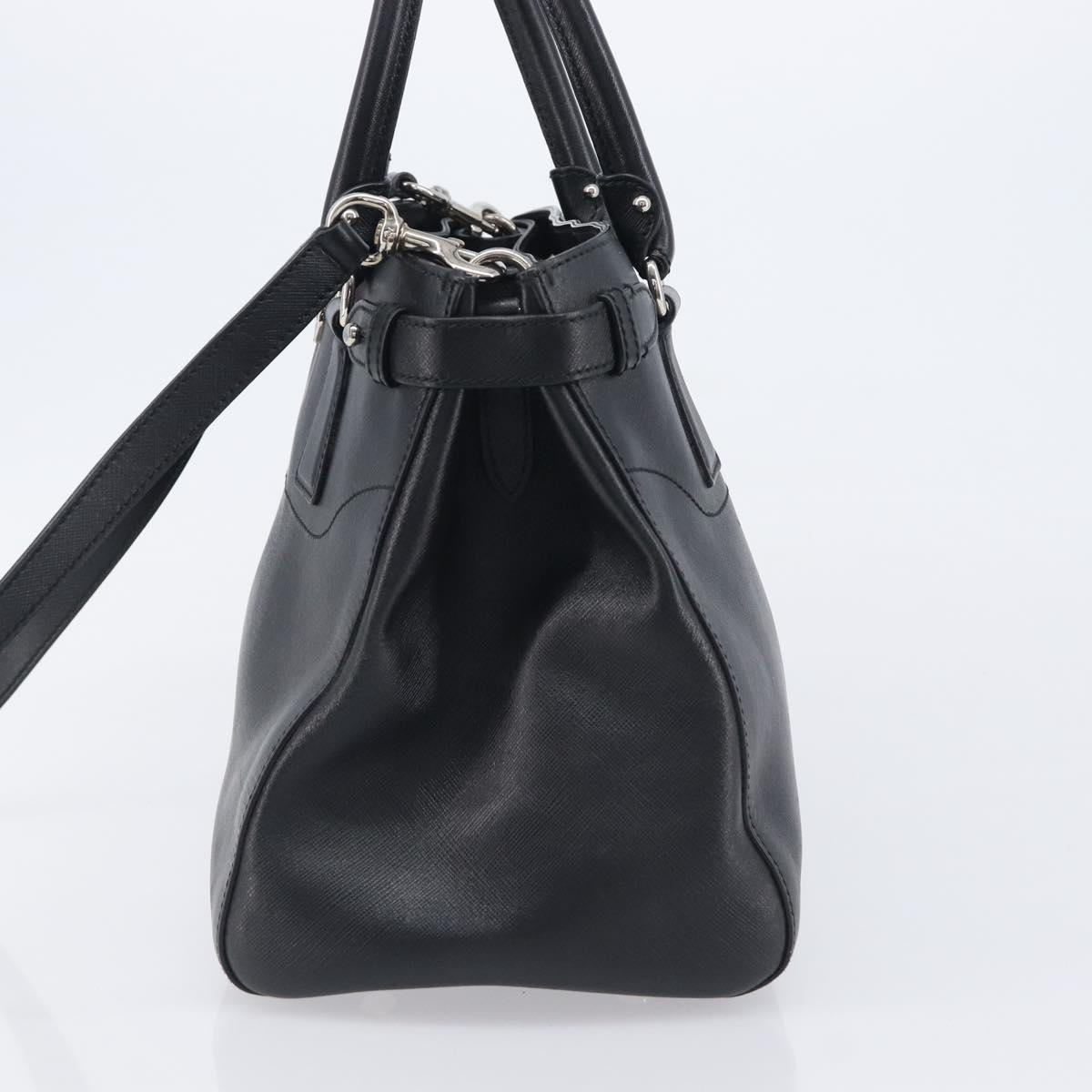 Salvatore Ferragamo Gancini Hand Bag Leather Black Silver Auth ka6755