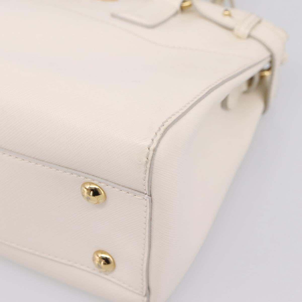 Salvatore Ferragamo Gancini Hand Bag Leather 2way White Gold Tone Auth ka6758