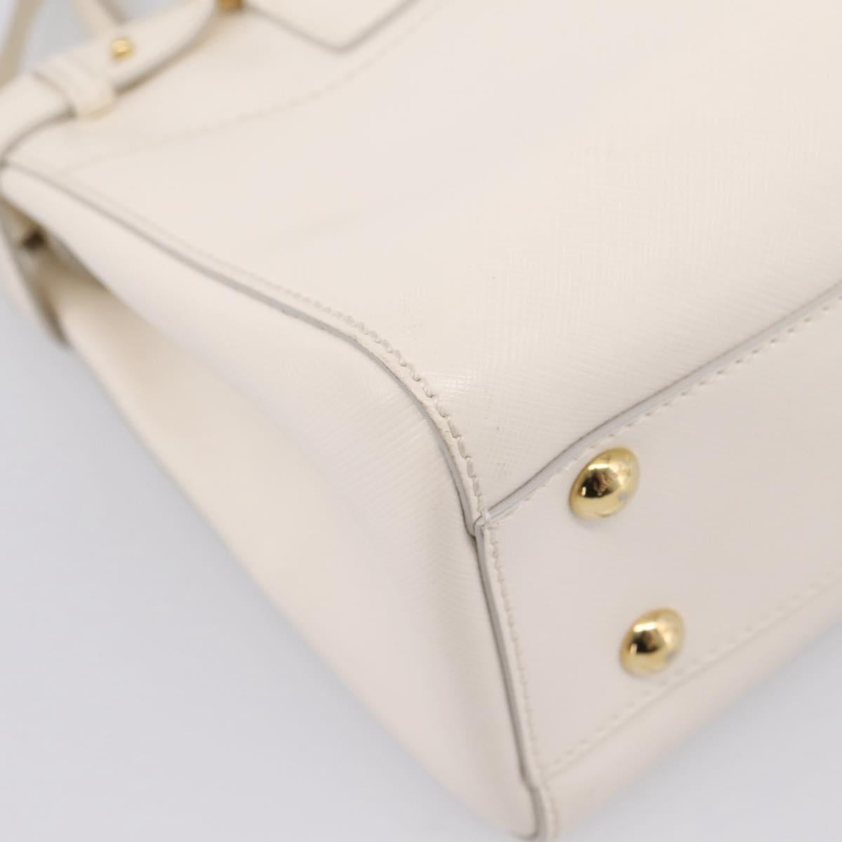 Salvatore Ferragamo Gancini Hand Bag Leather 2way White Gold Tone Auth ka6758