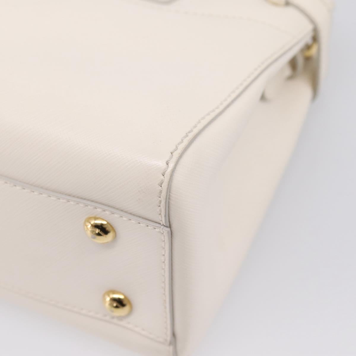 Salvatore Ferragamo Gancini Hand Bag Leather 2way White Gold Tone Auth ka6758