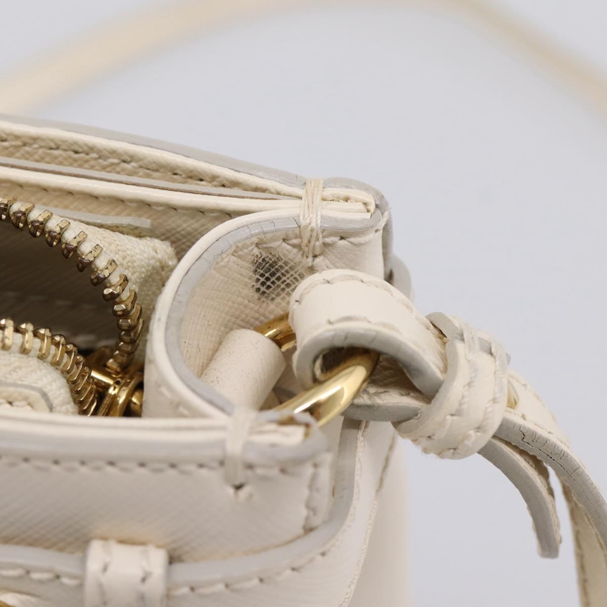 Salvatore Ferragamo Gancini Hand Bag Leather 2way White Gold Tone Auth ka6758
