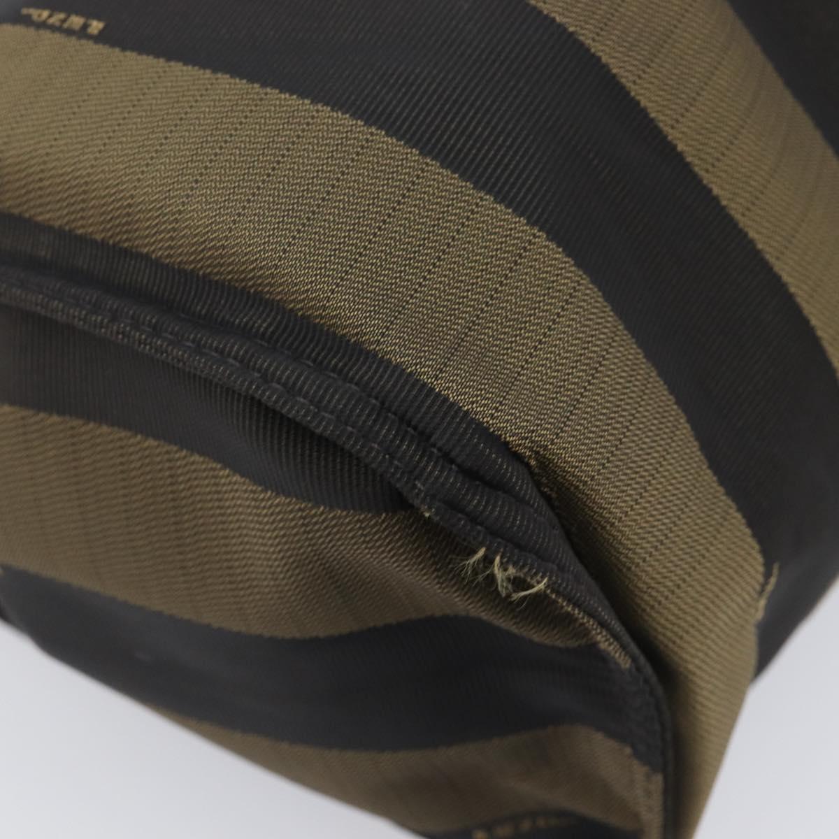 FENDI Pecan Tote Bag Canvas Black Khaki Auth ka6763