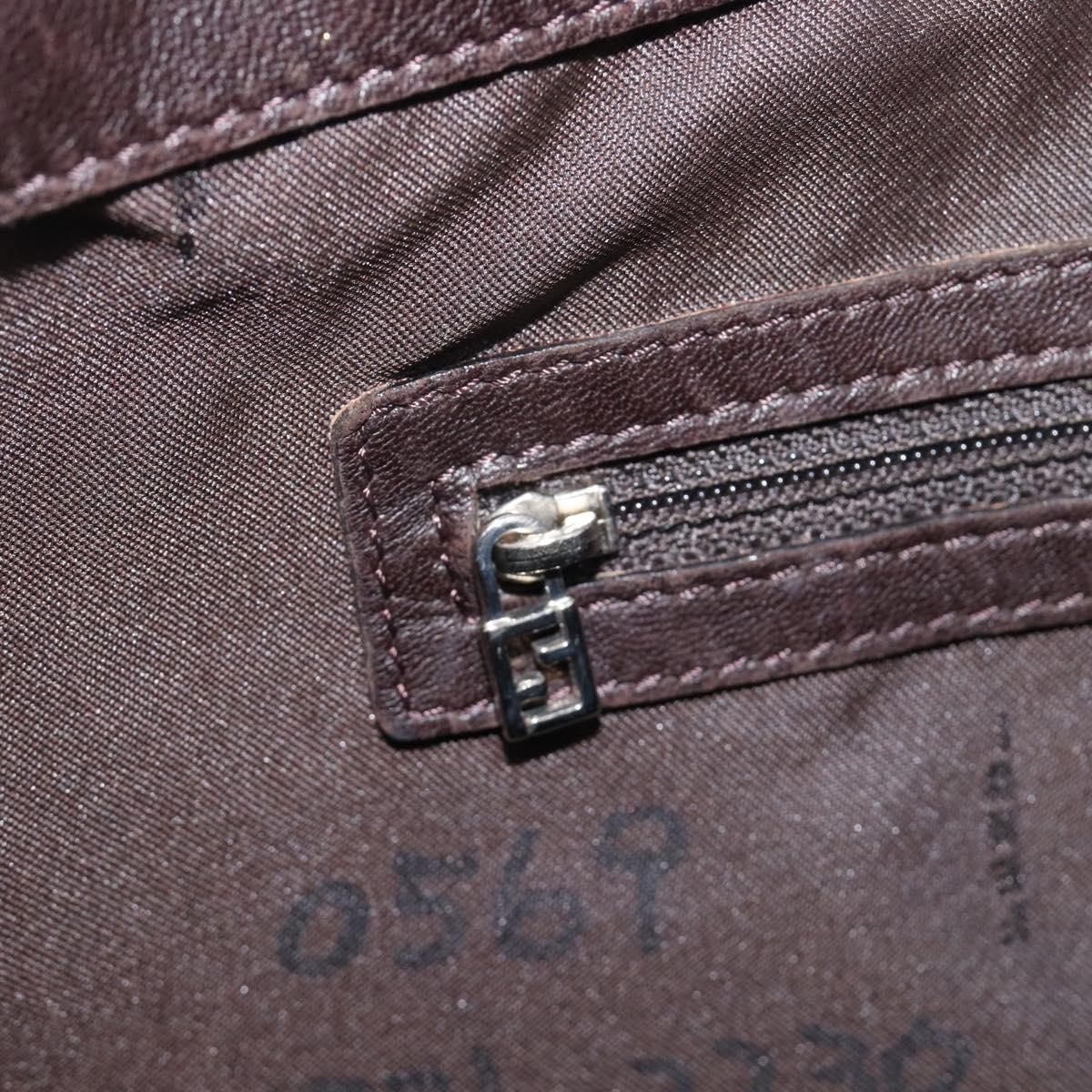 FENDI Pecan Tote Bag Canvas Black Khaki Auth ka6763