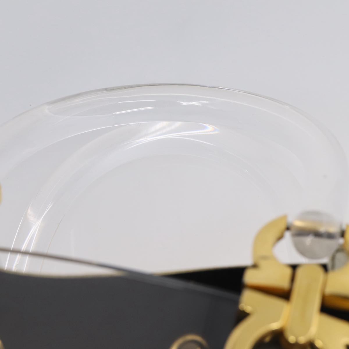 Salvatore Ferragamo Gancini Hand Bag Plastic Clear Gold Tone Auth ka6767V