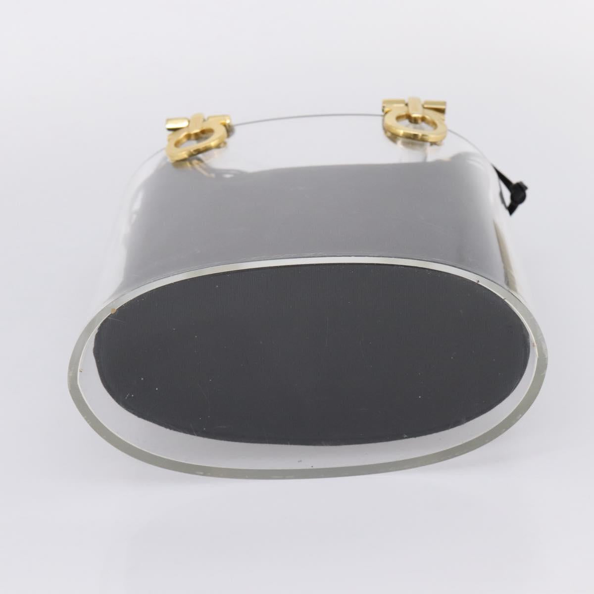 Salvatore Ferragamo Gancini Hand Bag Plastic Clear Gold Tone Auth ka6767V