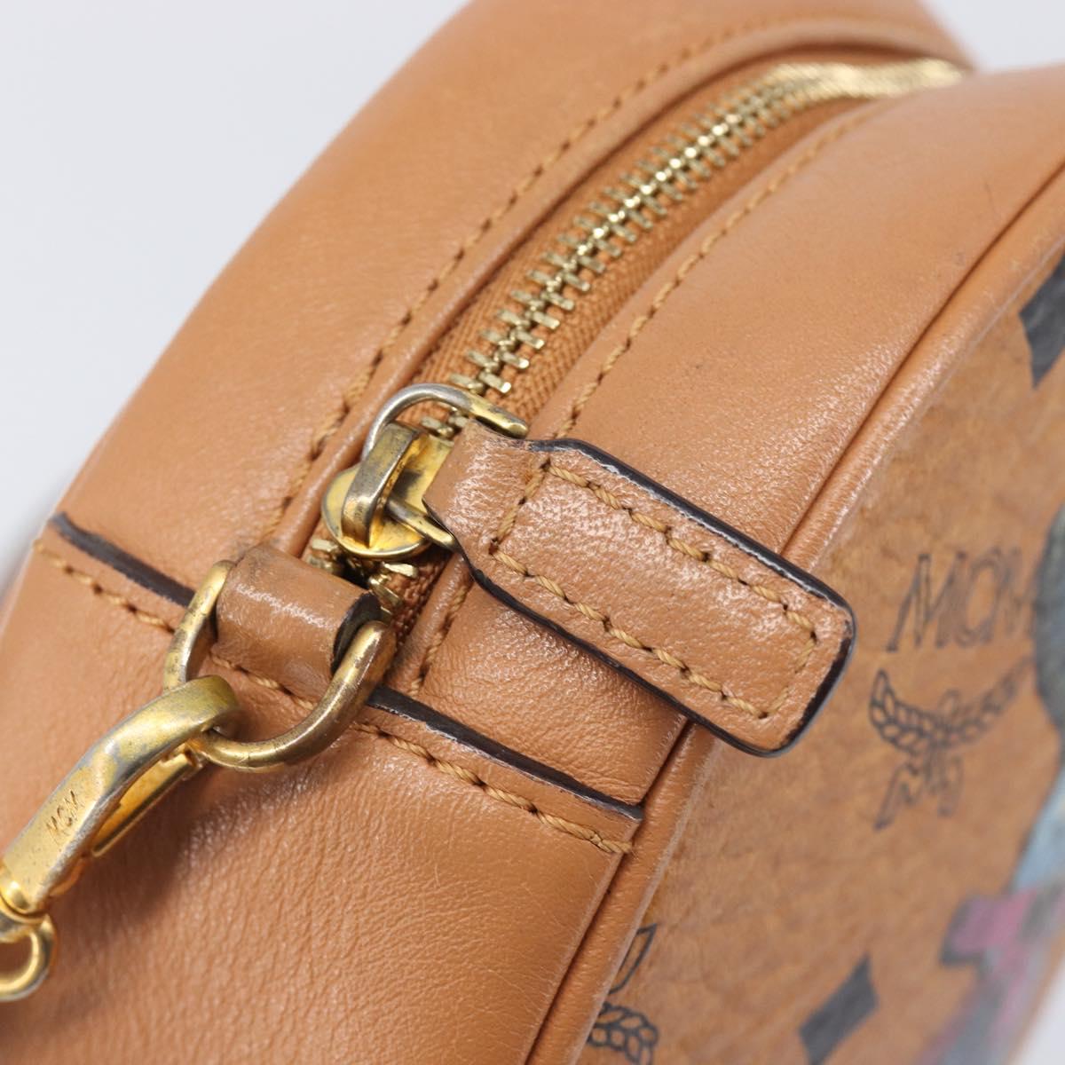 MCM Vicetos Shoulder Bag PVC Leather Brown Gold Tone Auth ka6772A