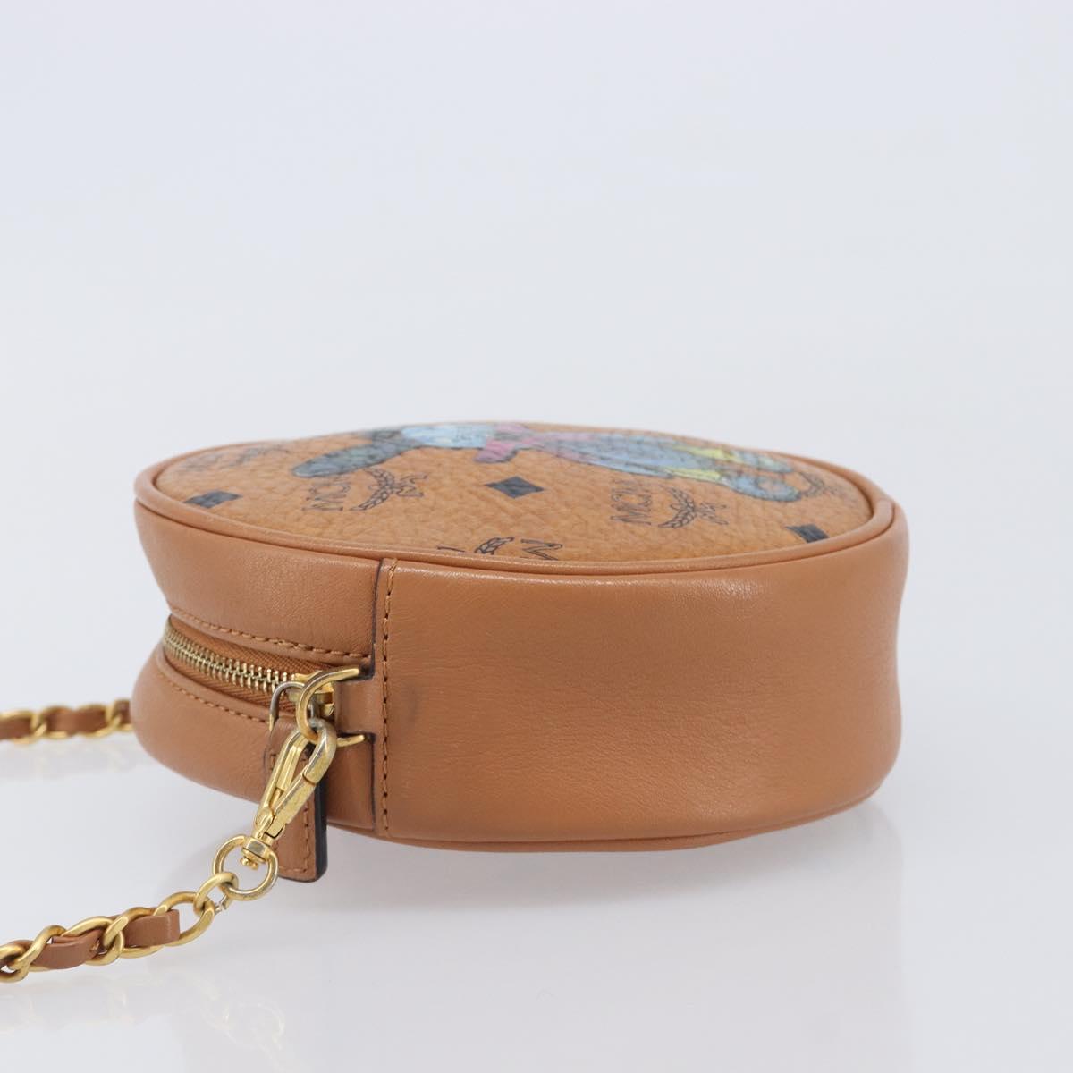 MCM Vicetos Shoulder Bag PVC Leather Brown Gold Tone Auth ka6772A