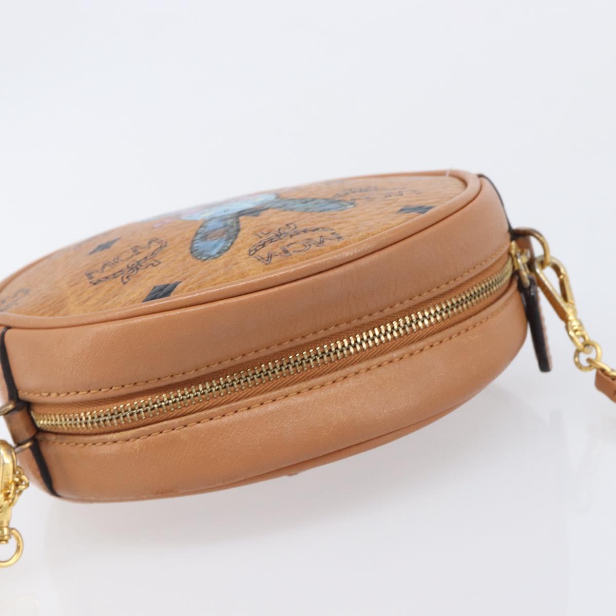 MCM Vicetos Shoulder Bag PVC Leather Brown Gold Tone Auth ka6772A