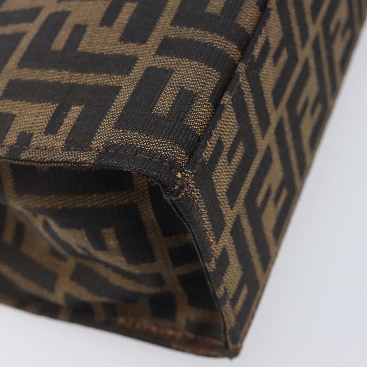 FENDI Zucca Canvas Hand Bag Black Silver Auth ka6776