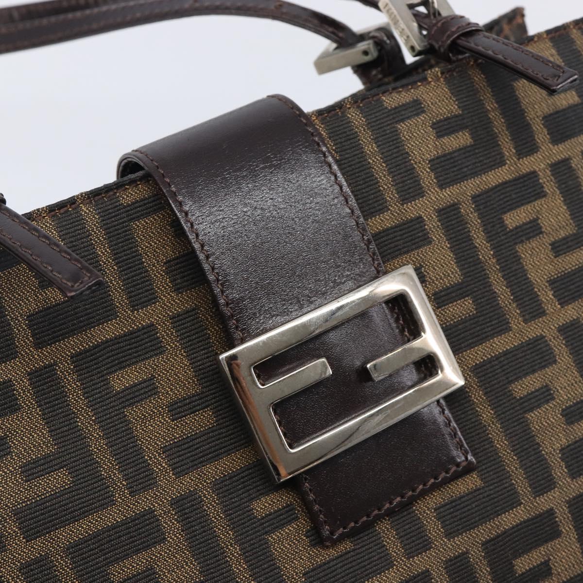 FENDI Zucca Canvas Hand Bag Black Silver Auth ka6776