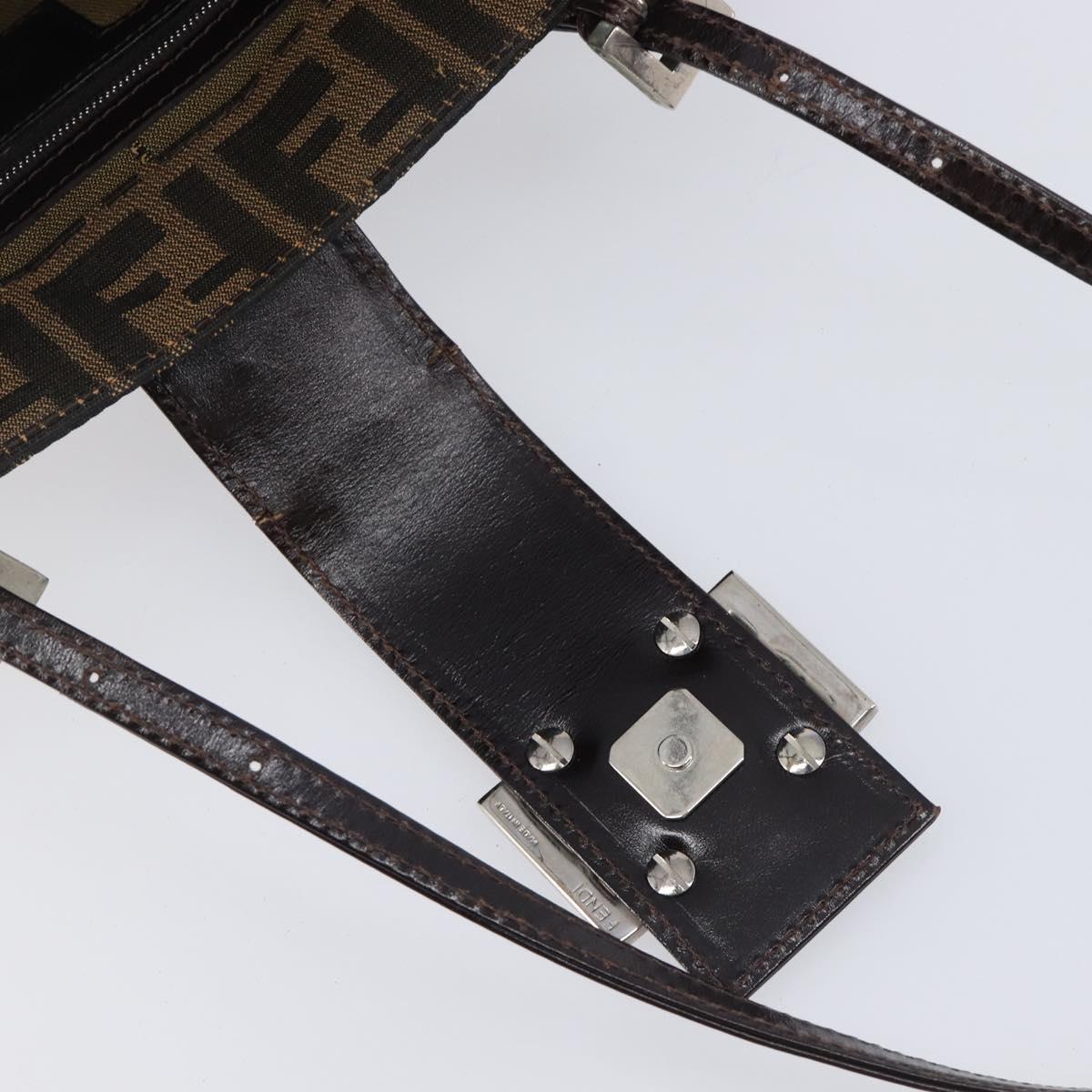 FENDI Zucca Canvas Hand Bag Black Silver Auth ka6776