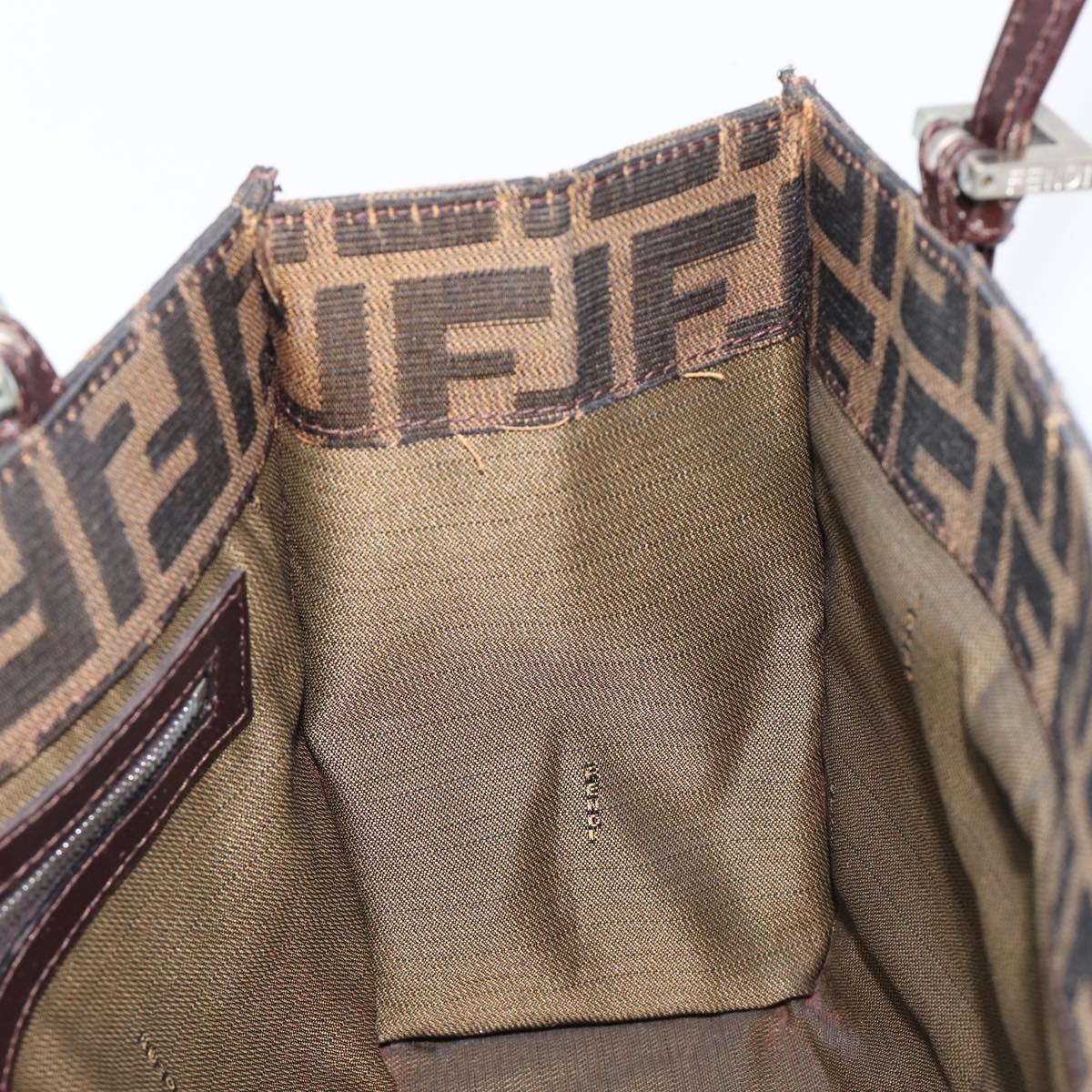 FENDI Zucca Canvas Hand Bag Black Silver Auth ka6776