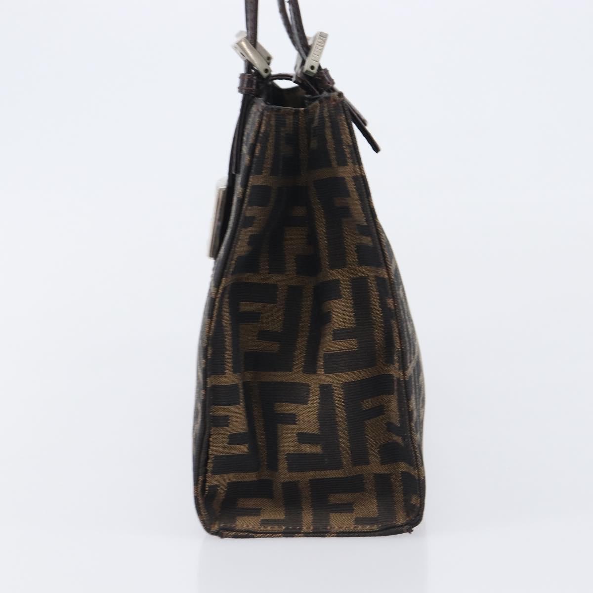 FENDI Zucca Canvas Hand Bag Black Silver Auth ka6776