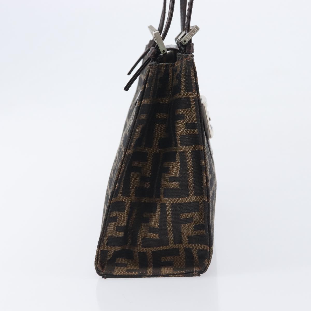 FENDI Zucca Canvas Hand Bag Black Silver Auth ka6776