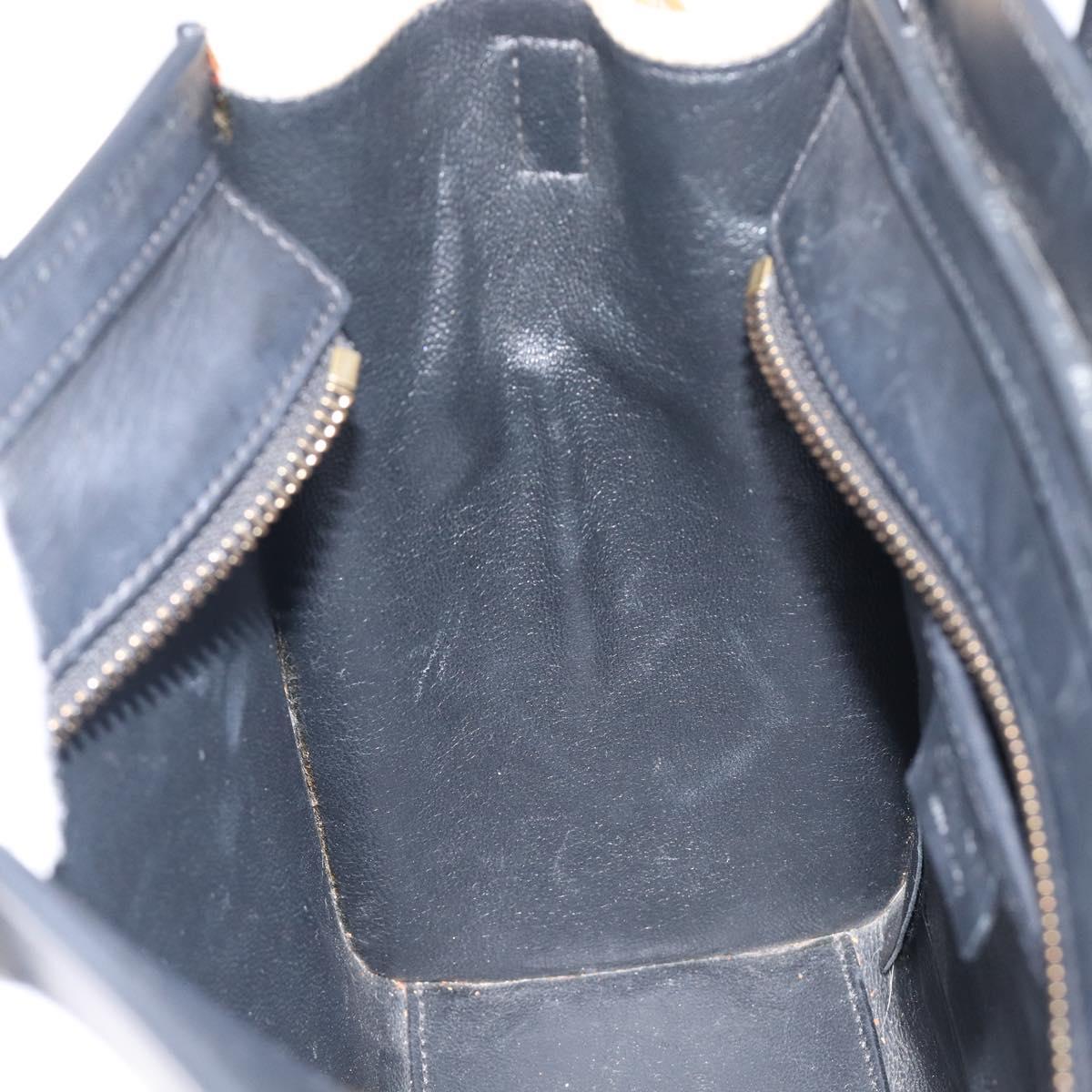 CELINE Luggage Nano Shopper Hand Bag Canvas 2way Navy Black Auth ka6779A