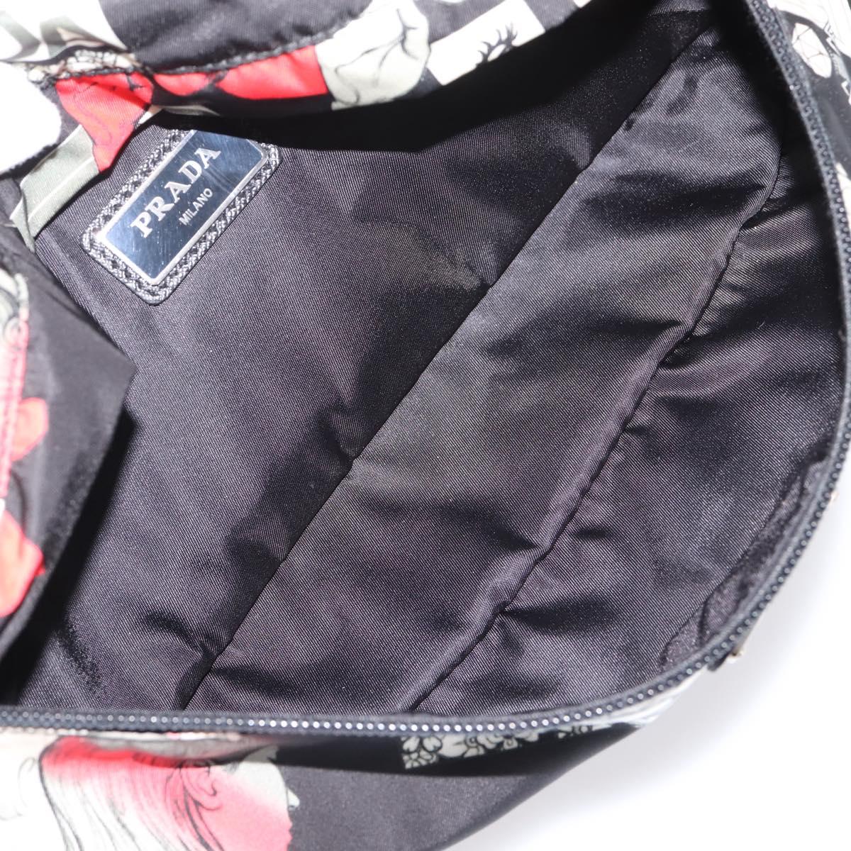 PRADA Waist Bag Nylon Black Silver Auth ka6780M