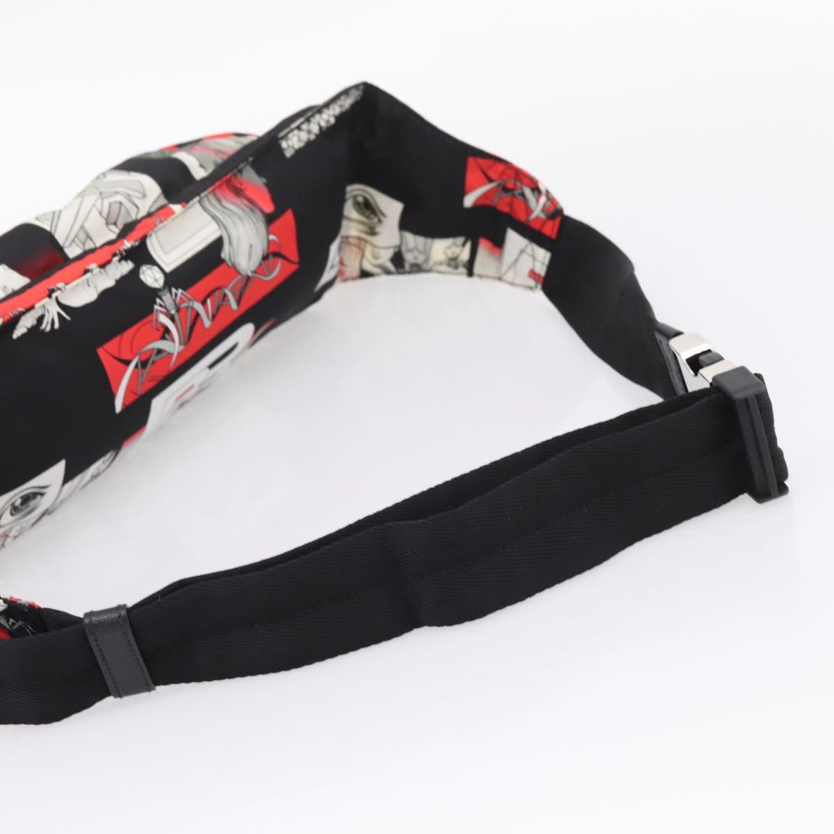 PRADA Waist Bag Nylon Black Silver Auth ka6780M
