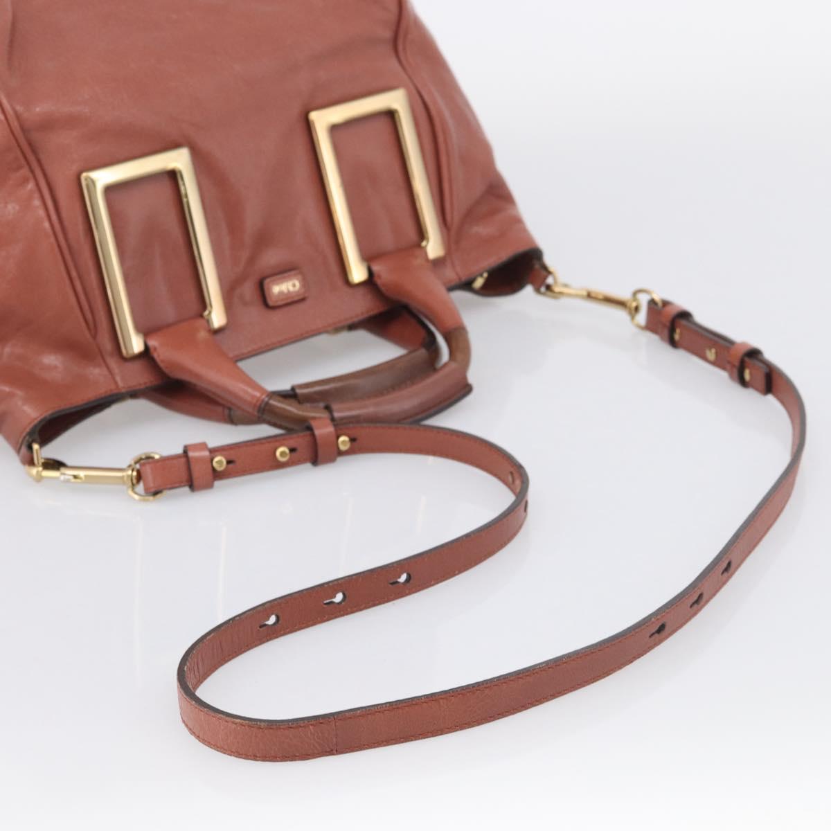 Chloe Etel Hand Bag Leather 2way Pink Gold Auth ka6785A