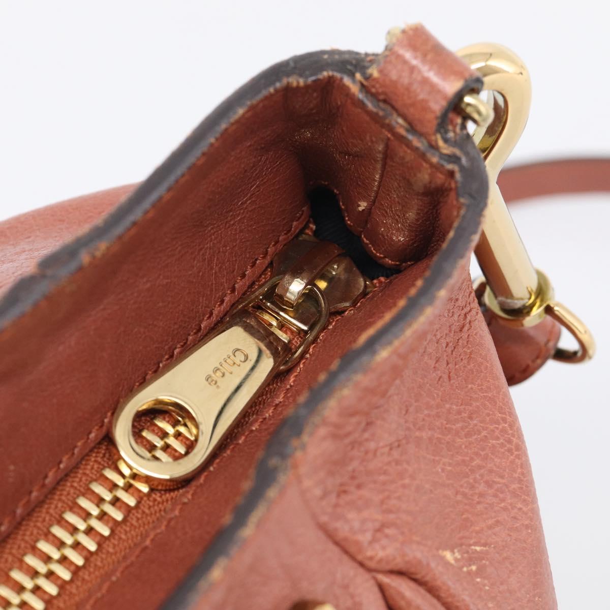 Chloe Etel Hand Bag Leather 2way Pink Gold Auth ka6785A