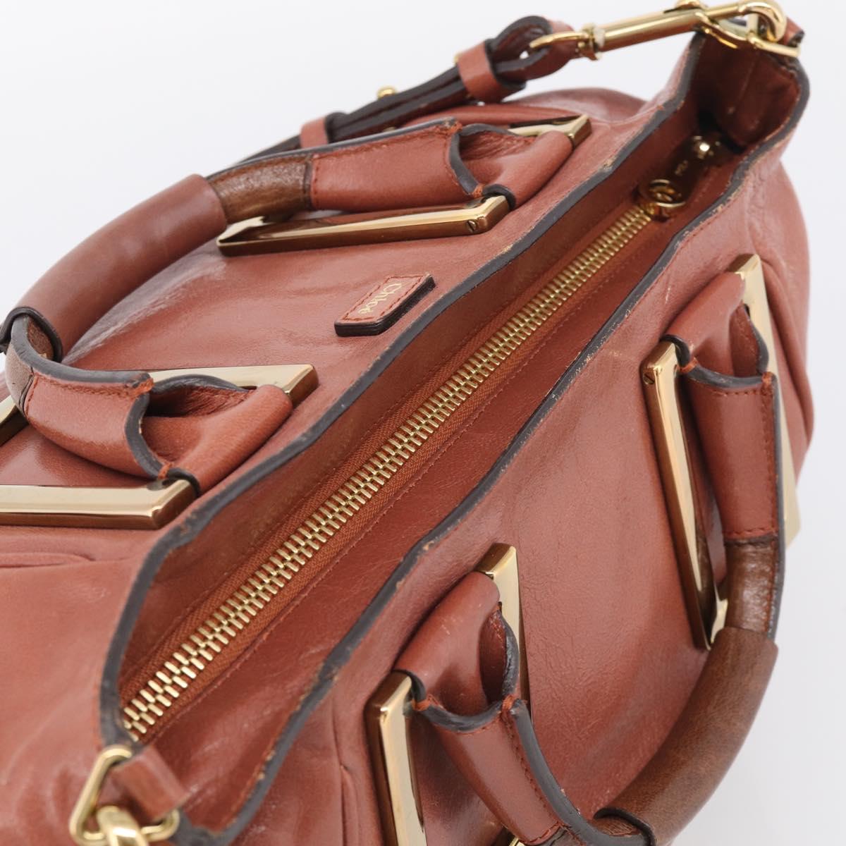 Chloe Etel Hand Bag Leather 2way Pink Gold Auth ka6785A