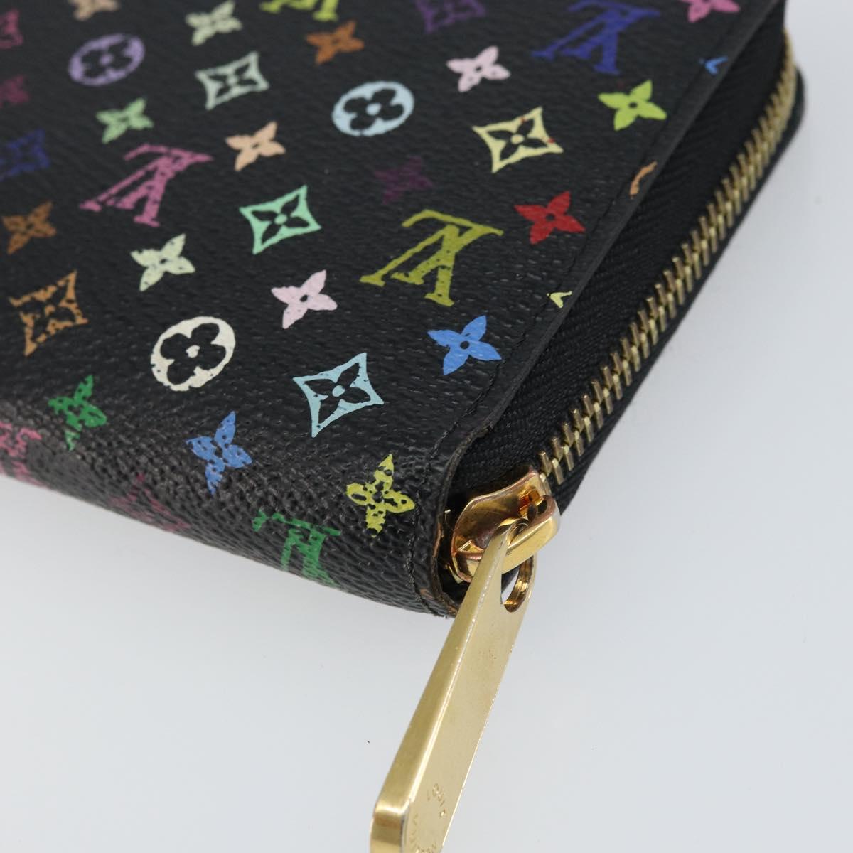 LOUIS VUITTON Monogram Multicolor Zippy Wallet Wallet Black M60243 Auth ka679