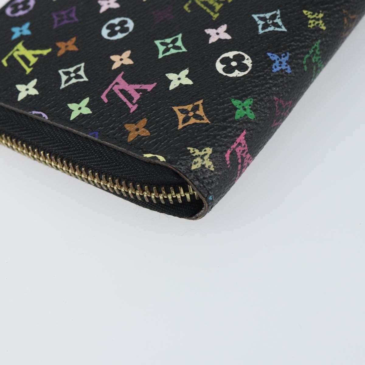 LOUIS VUITTON Monogram Multicolor Zippy Wallet Wallet Black M60243 Auth ka679