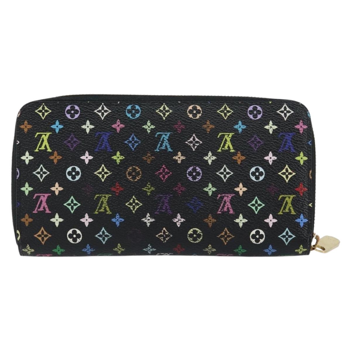 LOUIS VUITTON Monogram Multicolor Zippy Wallet Wallet Black M60243 Auth ka679