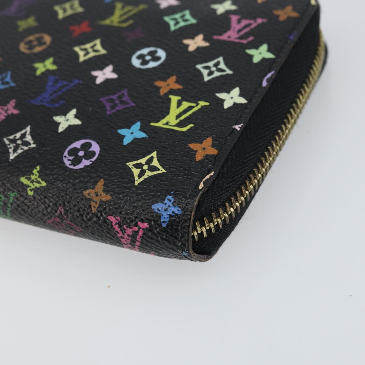 LOUIS VUITTON Monogram Multicolor Zippy Wallet Wallet Black M60243 Auth ka679