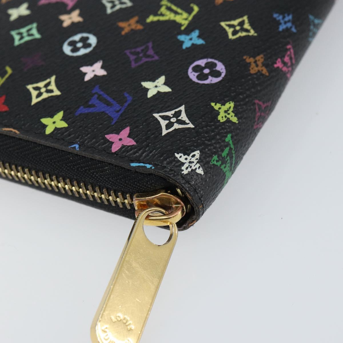 LOUIS VUITTON Monogram Multicolor Zippy Wallet Wallet Black M60243 Auth ka679