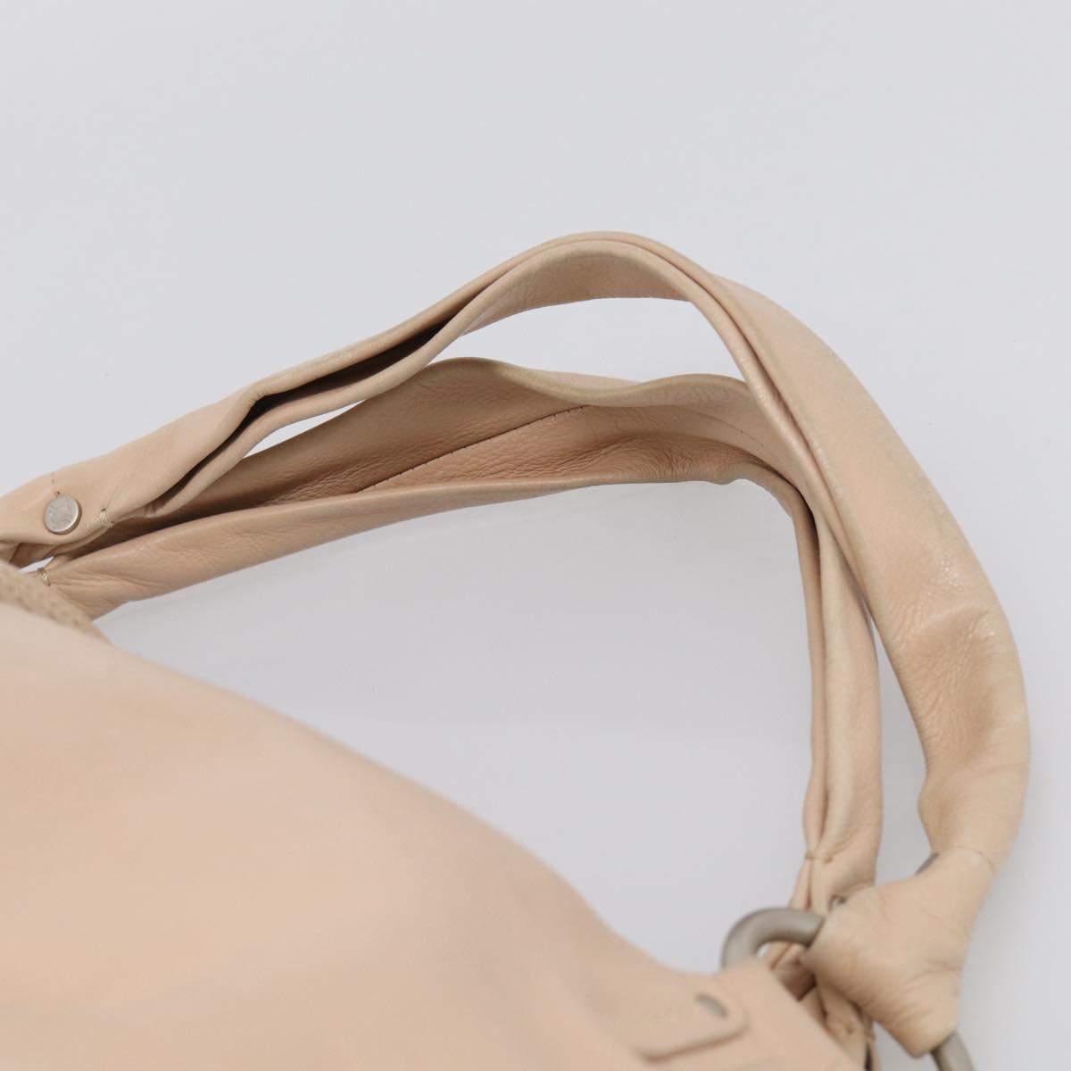 CELINE Bittersweet Tote Bag Leather Beige Silver Auth ka6791A