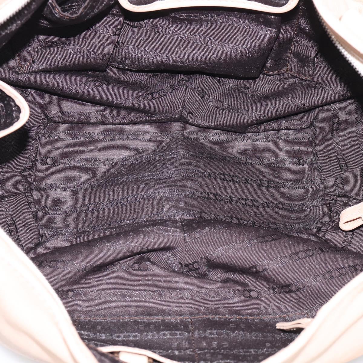 CELINE Bittersweet Tote Bag Leather Beige Silver Auth ka6791A