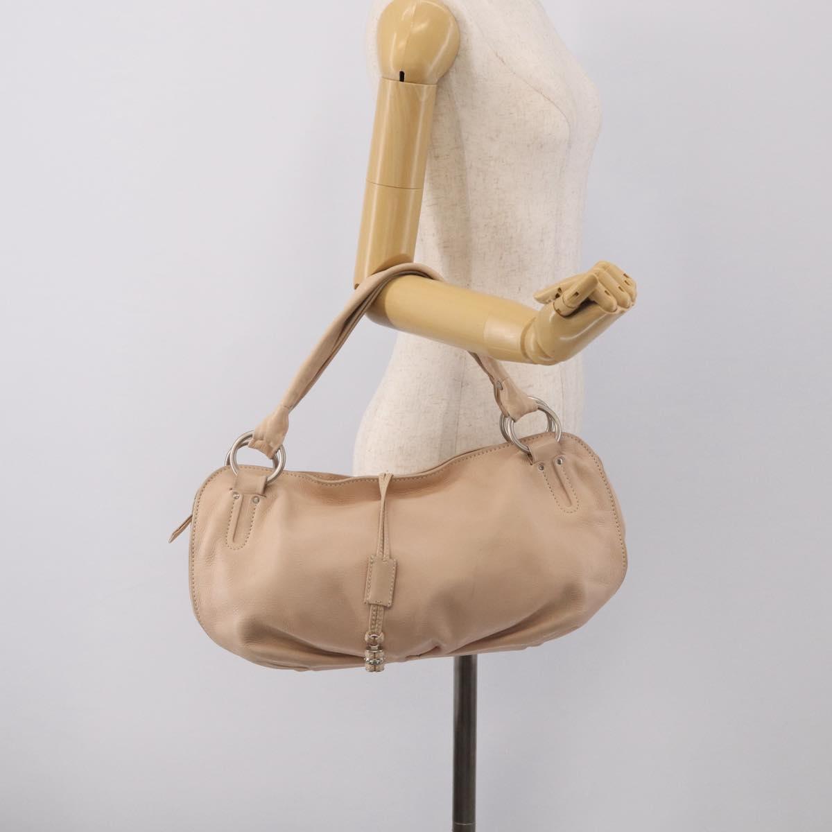 CELINE Bittersweet Tote Bag Leather Beige Silver Auth ka6791A