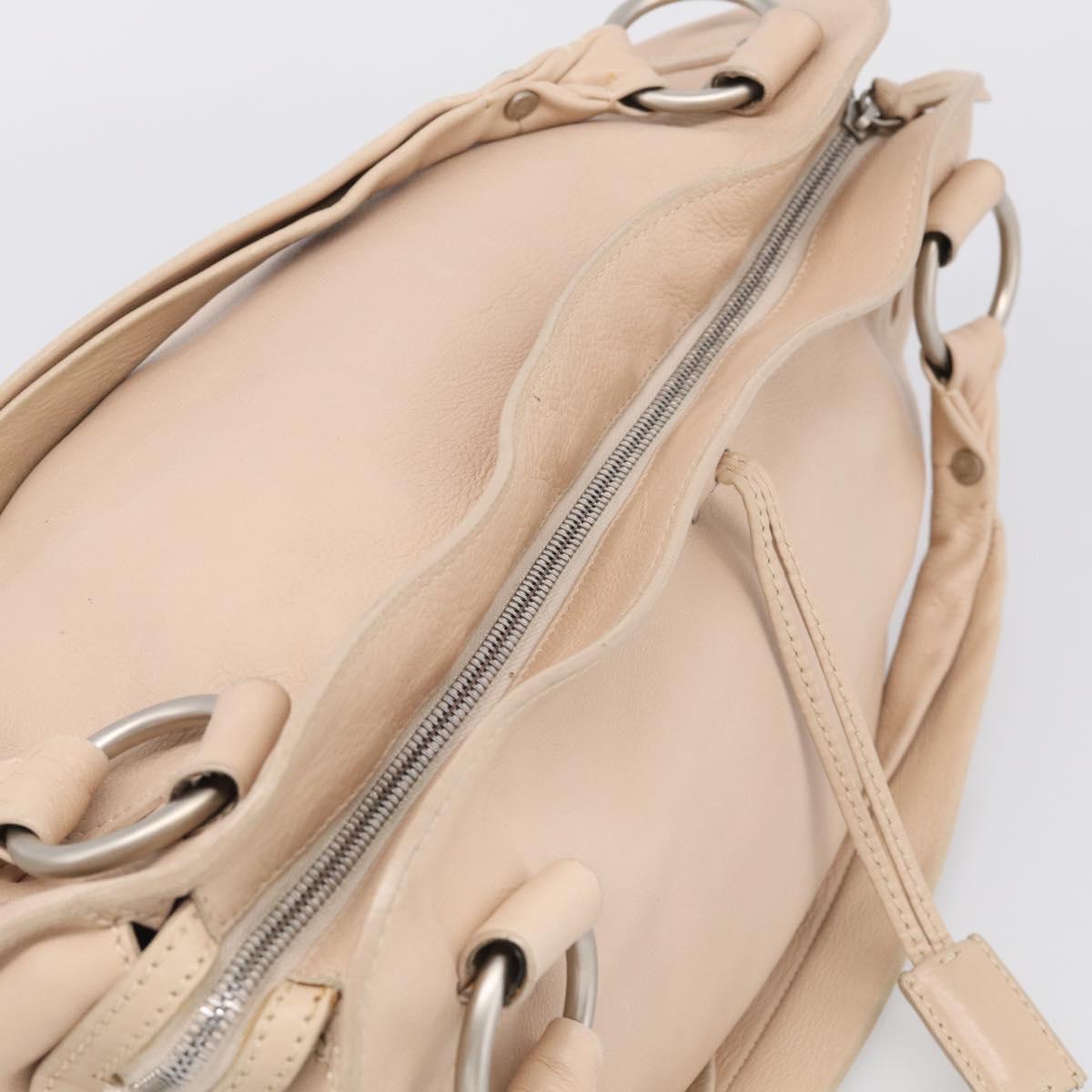 CELINE Bittersweet Tote Bag Leather Beige Silver Auth ka6791A