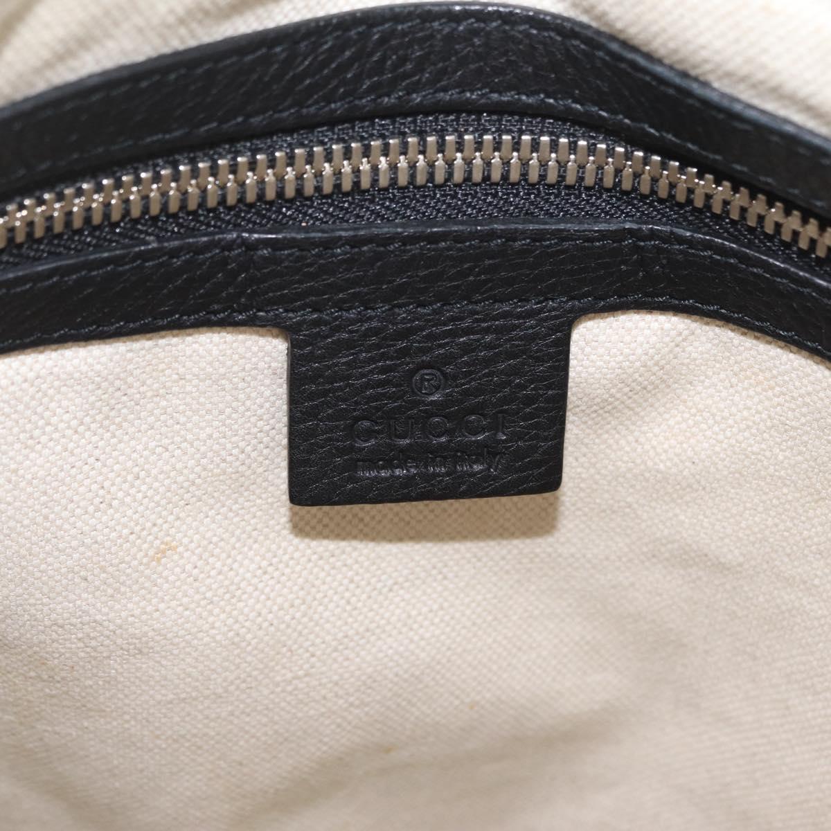 GUCCI Interlocking Shoulder Bag Leather Black Silver 322059 Auth ka6794V