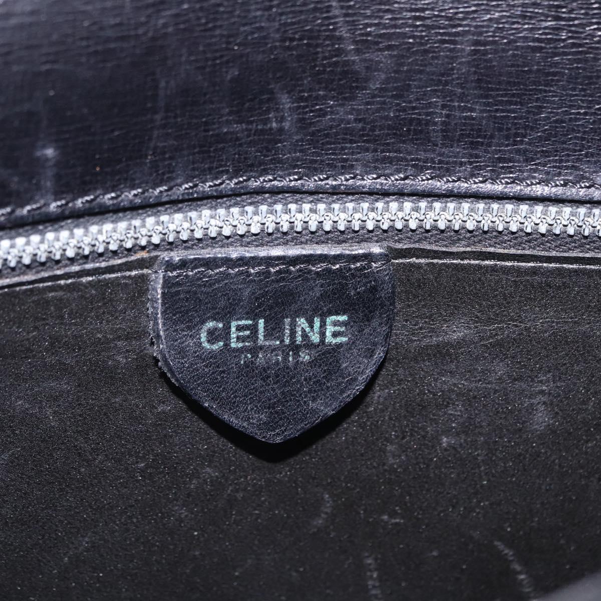 CELINE Horse Carriage Shoulder Bag Leather Black Gold Auth ka6798