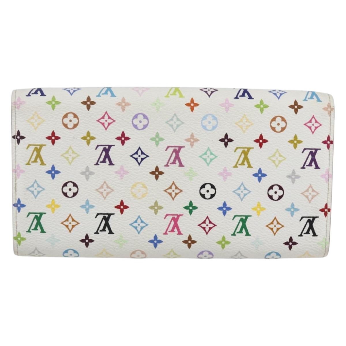 LOUIS VUITTON Multicolor Portefeuille Sarah Wallet White M93532 LV Auth ka680