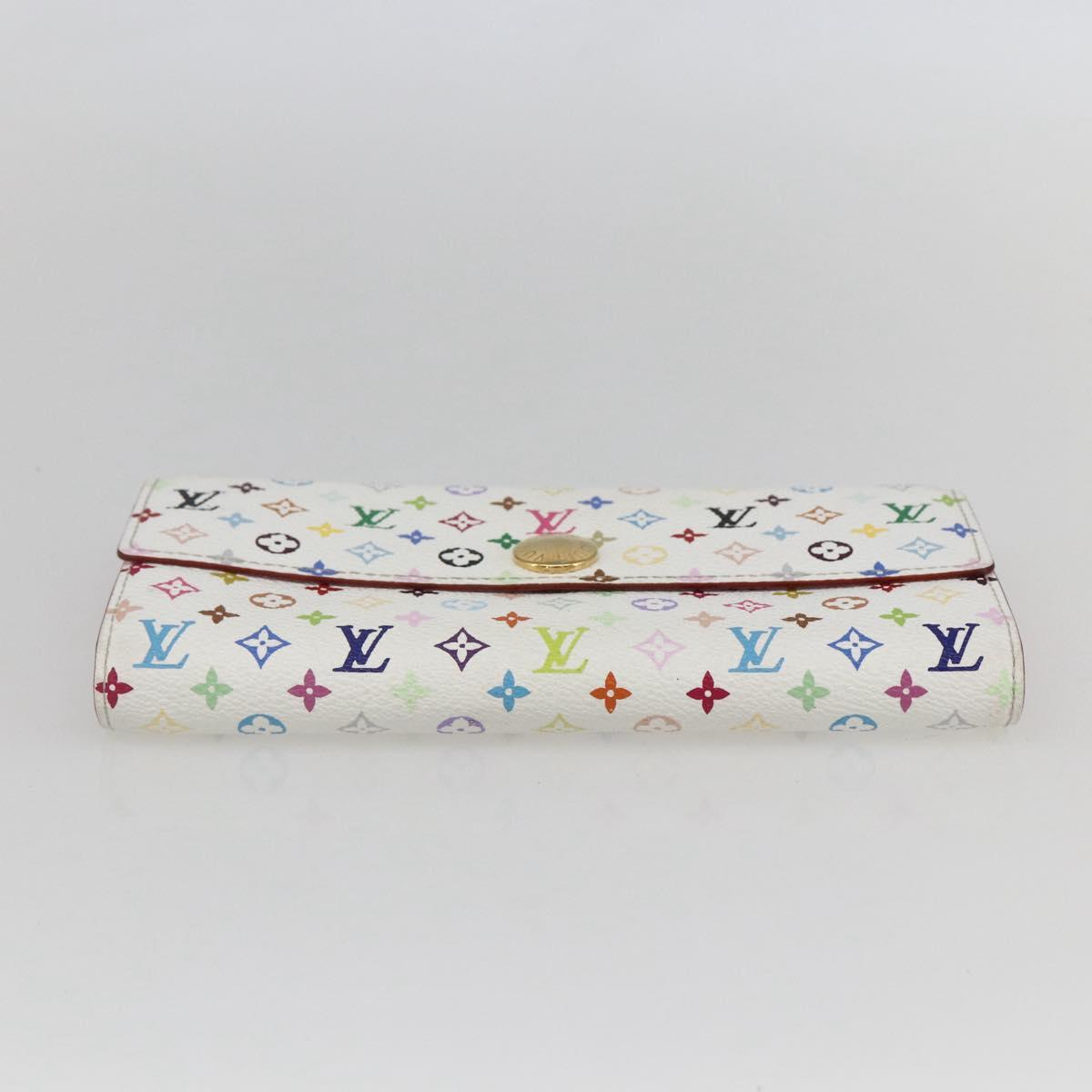 LOUIS VUITTON Multicolor Portefeuille Sarah Wallet White M93532 LV Auth ka680