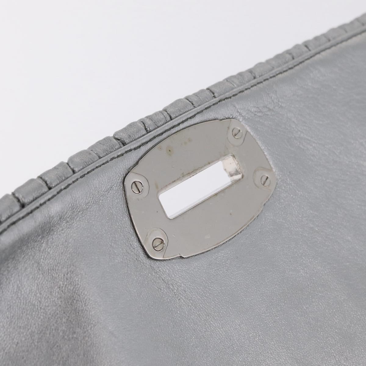 Miu Miu Matelasse Shoulder Bag Leather Silver Auth ka6801V