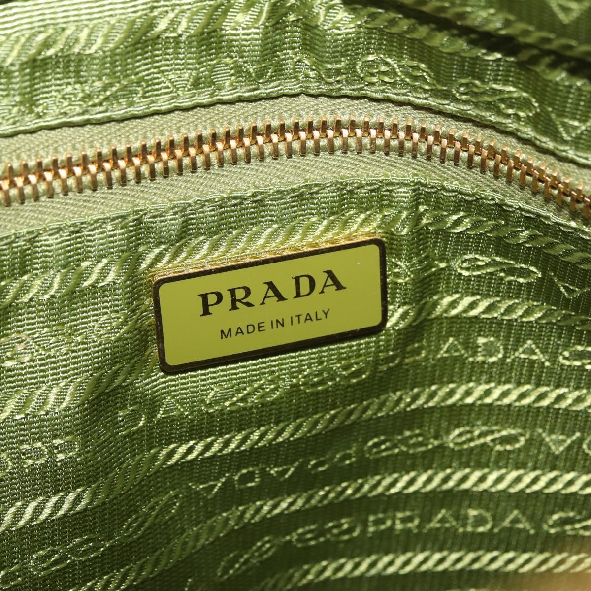 PRADA Chain Shoulder Bag Nylon LIme Green Gold Auth ka6808V
