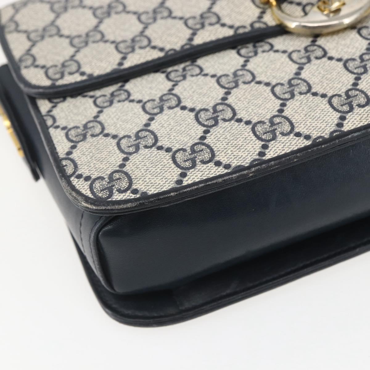 GUCCI GG Supreme Sherry Line Shoulder Bag PVC Navy Gold Auth ka681