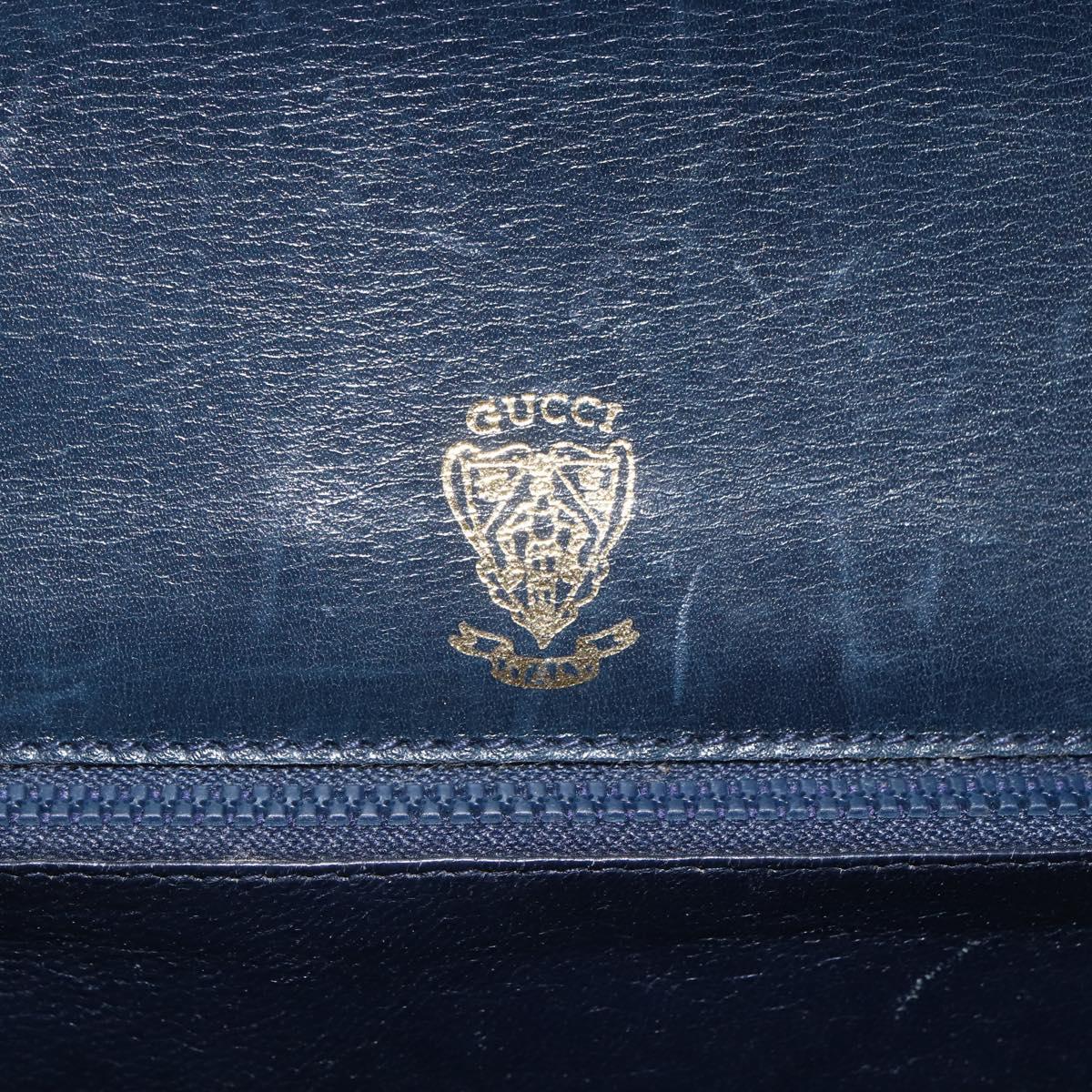 GUCCI GG Supreme Sherry Line Shoulder Bag PVC Navy Gold Auth ka681